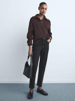 Mango High Rise Mom Jeans, Open Black - view 2, Open Black