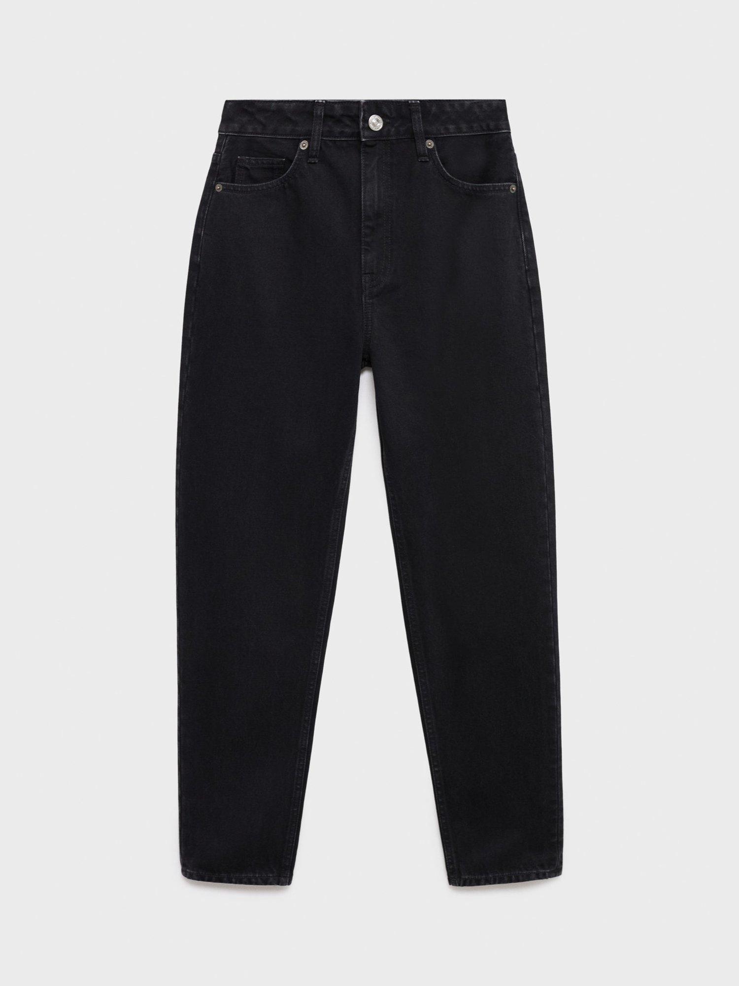 Product image 3 of 9, which shows Mango High Rise Mom Jeans, Open Black, 10