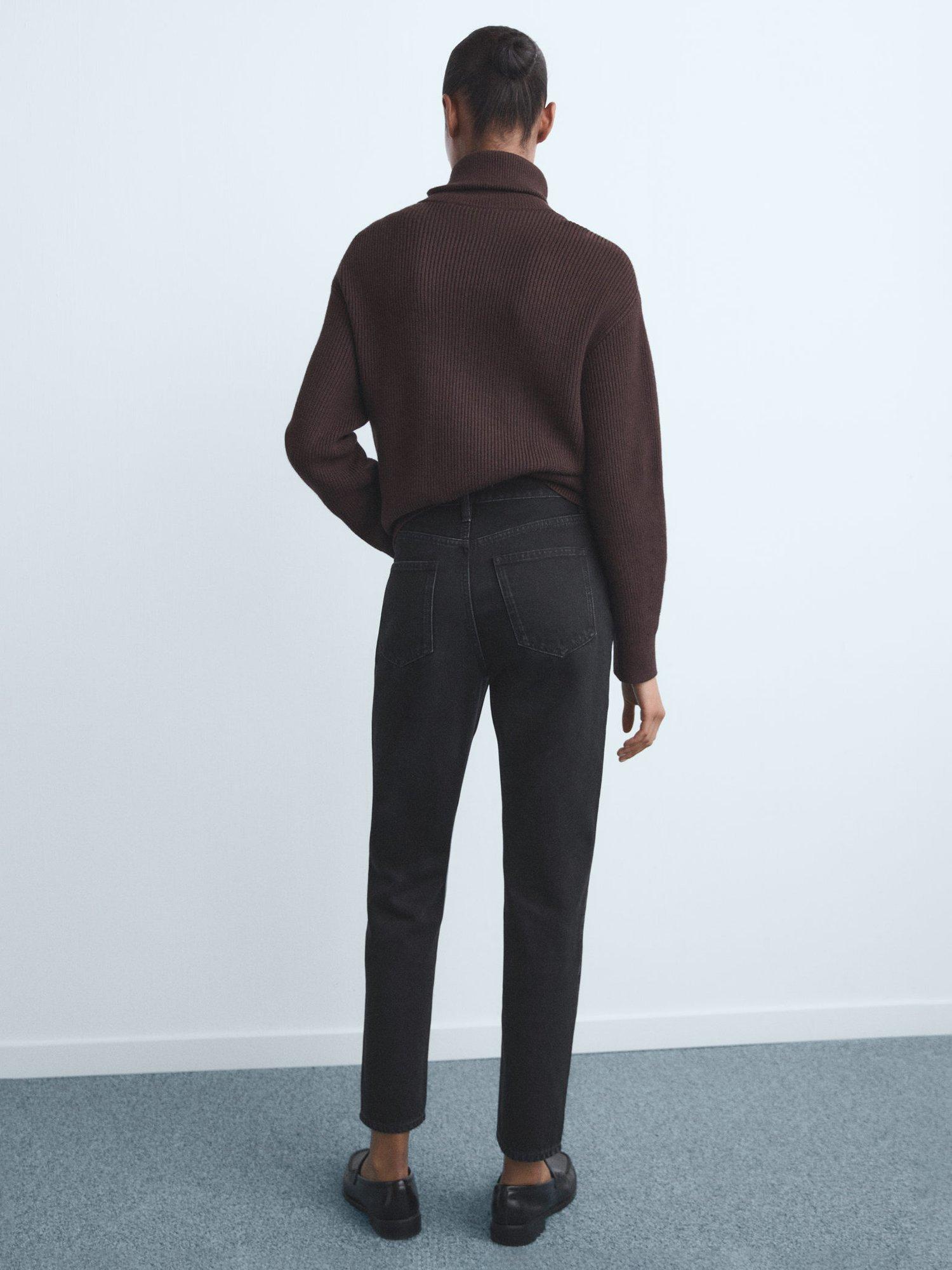 Product image 4 of 9, which shows Mango High Rise Mom Jeans, Open Black, 10
