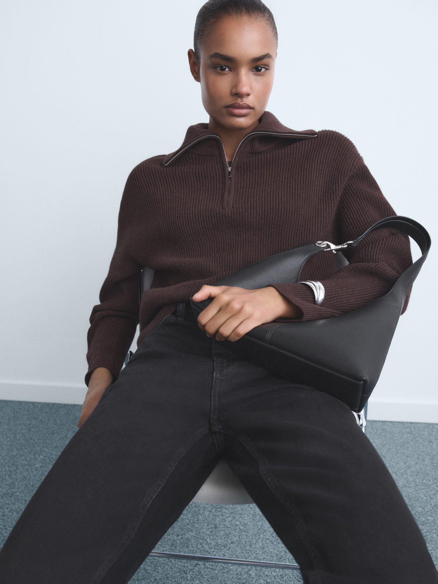 Product image 7 of 9, which shows Mango High Rise Mom Jeans, Open Black, 10