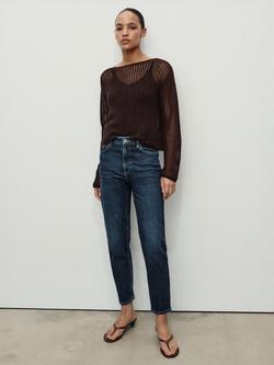 Mango High Rise Mom Jeans, Navy Blue - view 2, Navy Blue