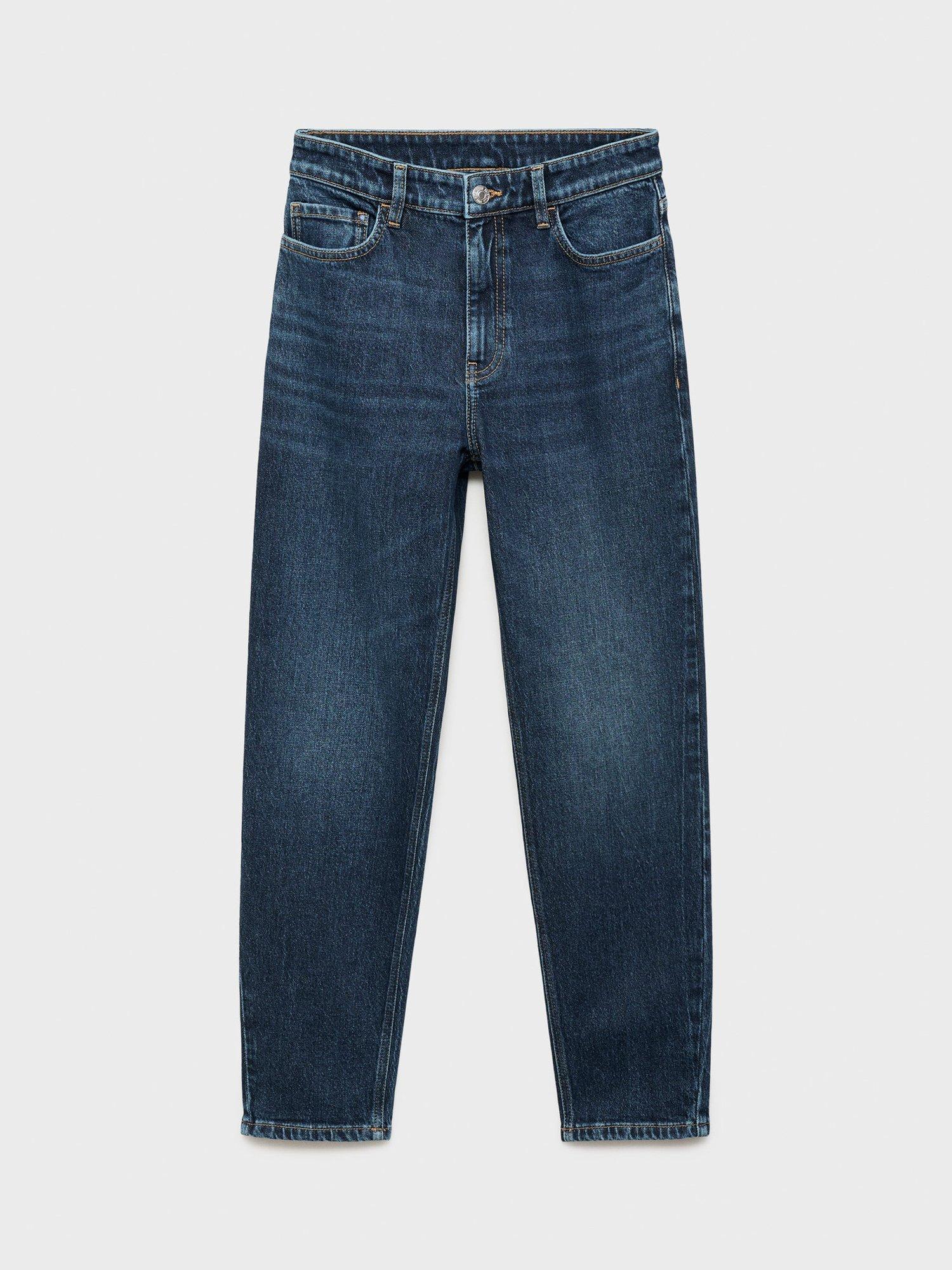 Product image 3 of 9, which shows Mango High Rise Mom Jeans, Navy Blue, 10