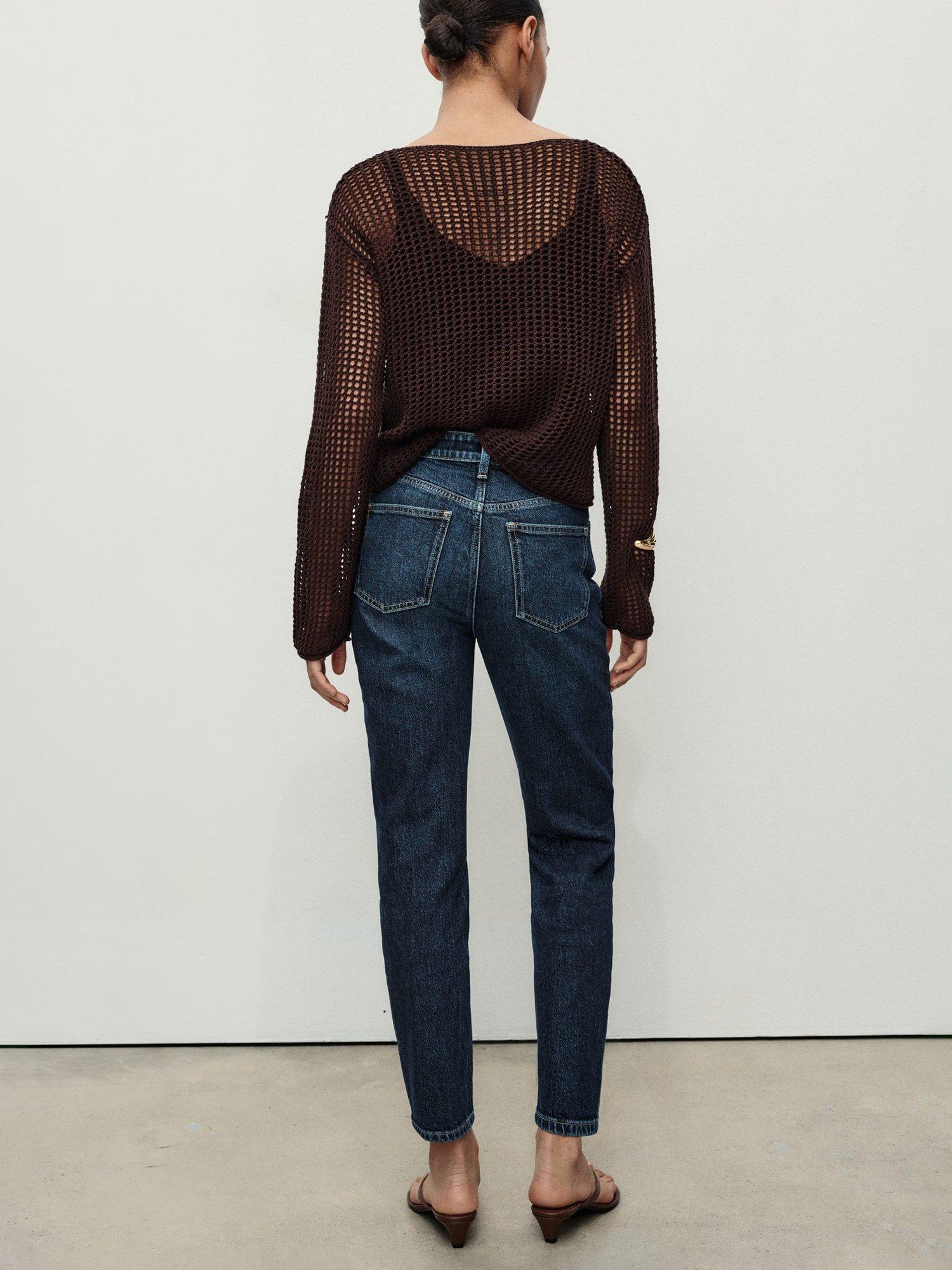 Product image 4 of 9, which shows Mango High Rise Mom Jeans, Navy Blue, 10