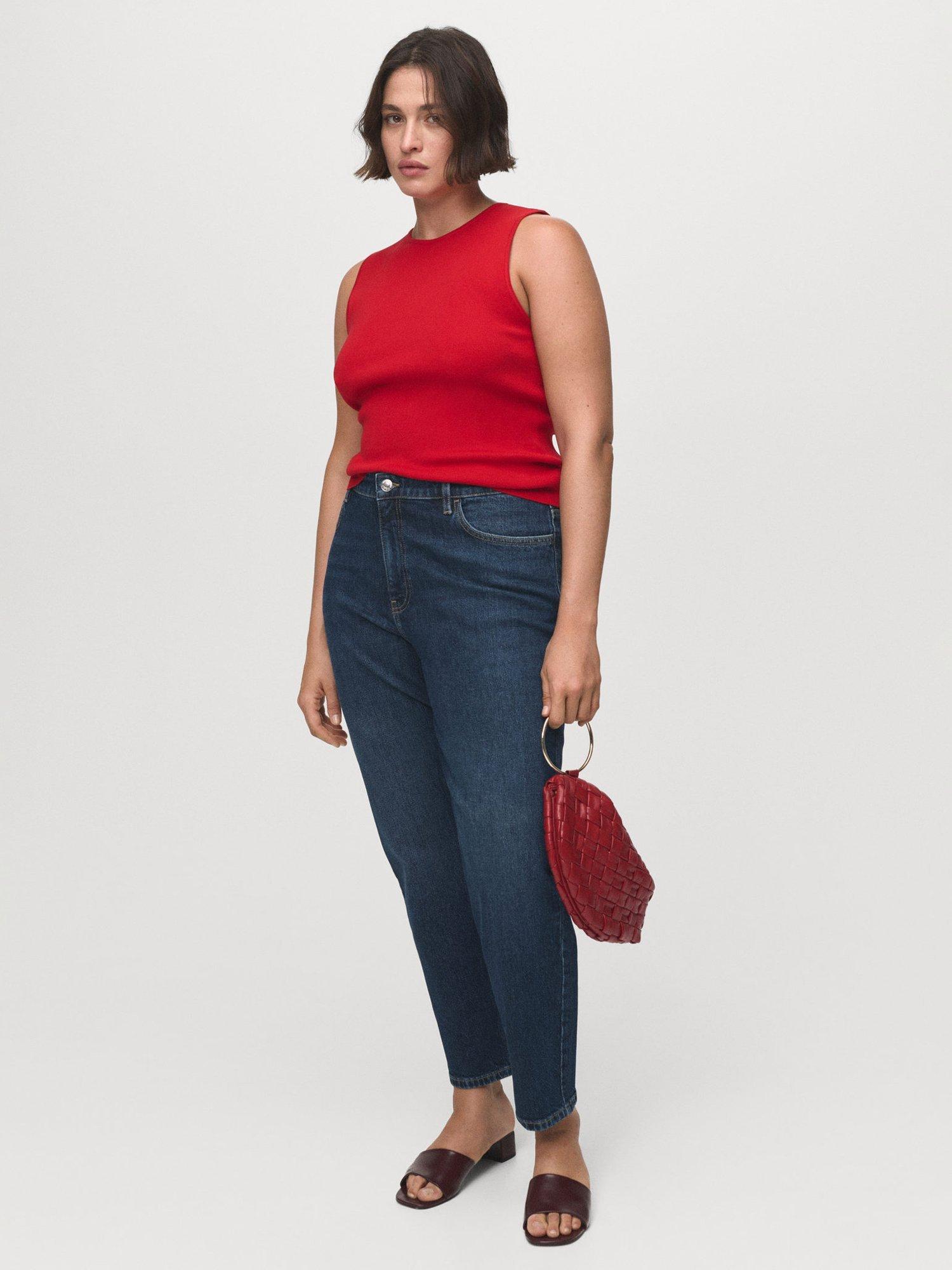 Product image 8 of 9, which shows Mango High Rise Mom Jeans, Navy Blue, 10