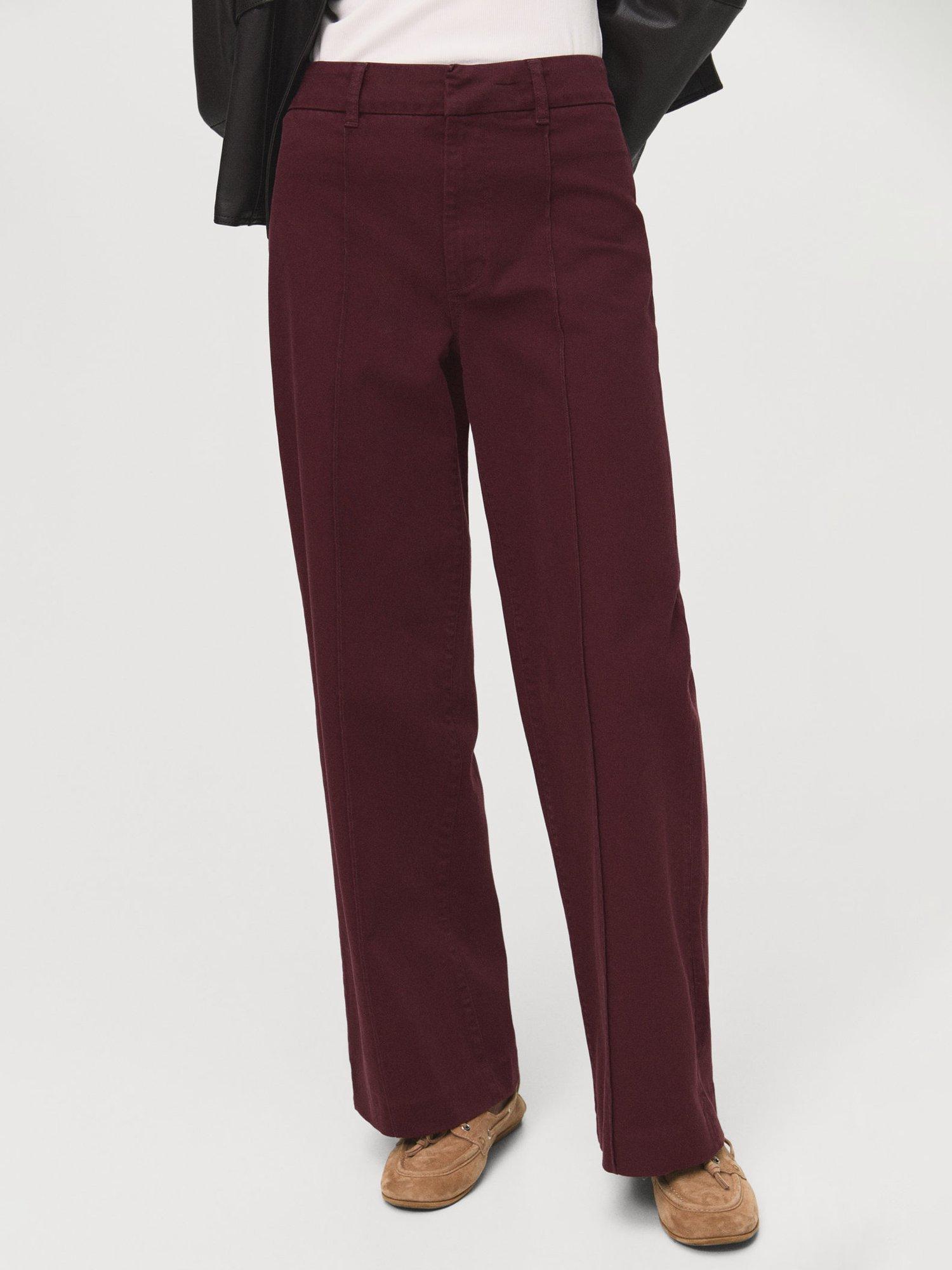 Product image 1 of 7, which shows Mango Paloma Cotton Blend Straight Leg Jeans, Dark Red, 4
