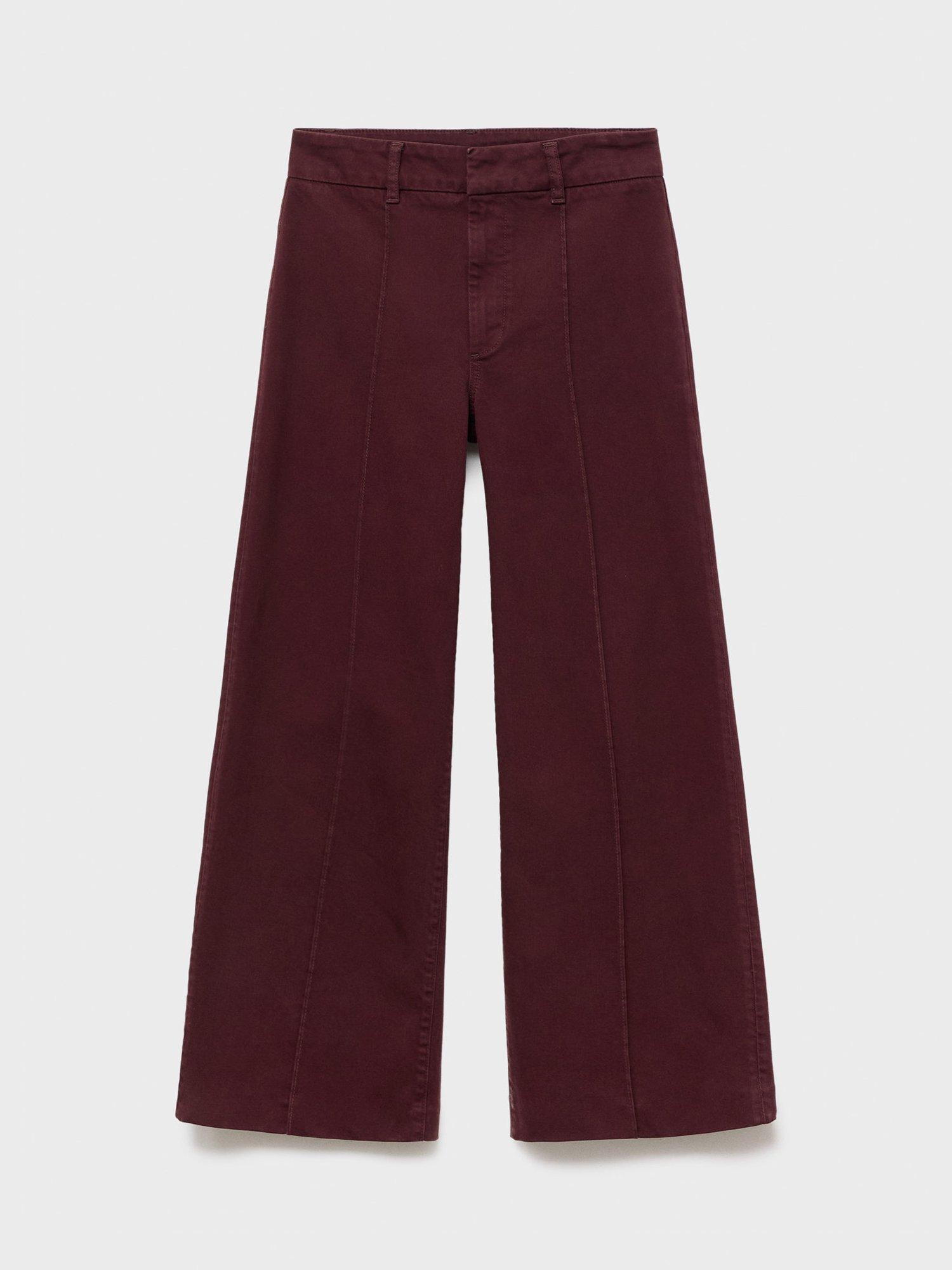 Product image 3 of 7, which shows Mango Paloma Cotton Blend Straight Leg Jeans, Dark Red, 4