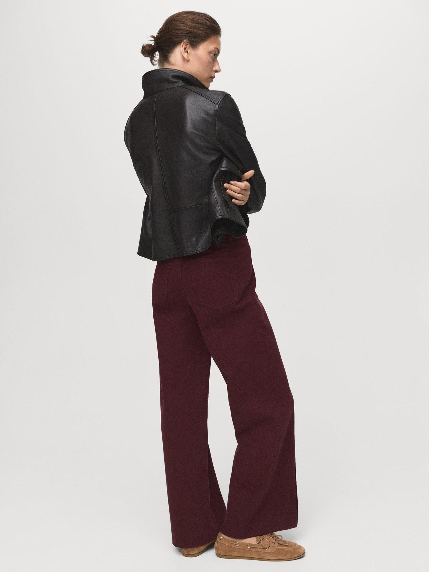 Product image 4 of 7, which shows Mango Paloma Cotton Blend Straight Leg Jeans, Dark Red, 4