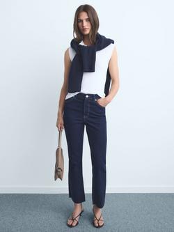 Mango Sienna Flared Cropped Jeans - view 2, Dark Blue