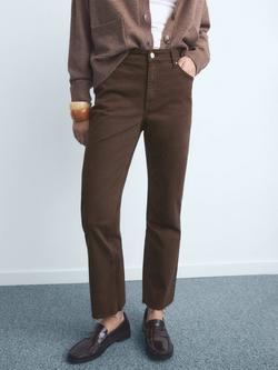 Mango Sienna Flared Cropped Jeans, Dark Brown, Dark Brown