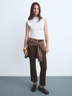 Mango Sienna Flared Cropped Jeans, Dark Brown - view 2, Dark Brown