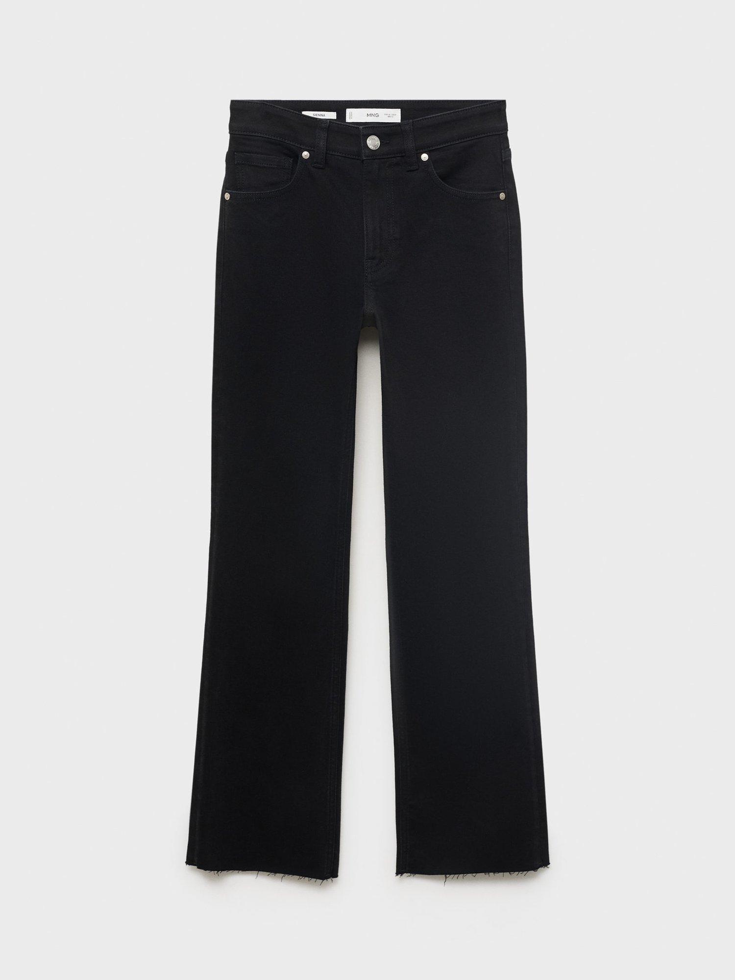 Product image 3 of 7, which shows Mango Sienne Flare Cropped Jeans, Black, 10