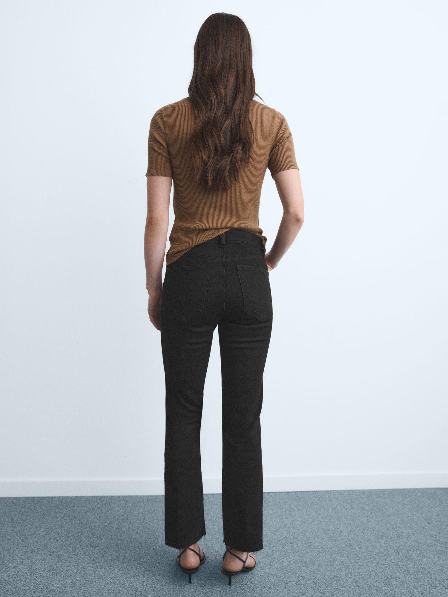 Product image 4 of 7, which shows Mango Sienne Flare Cropped Jeans, Black, 10