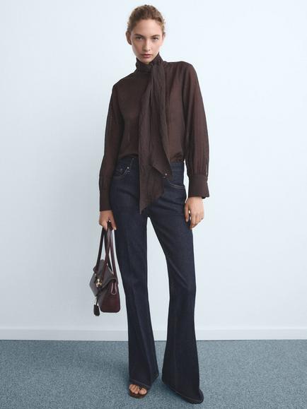 Mango Violeta Flared Jeans, Navy - view 2, Navy