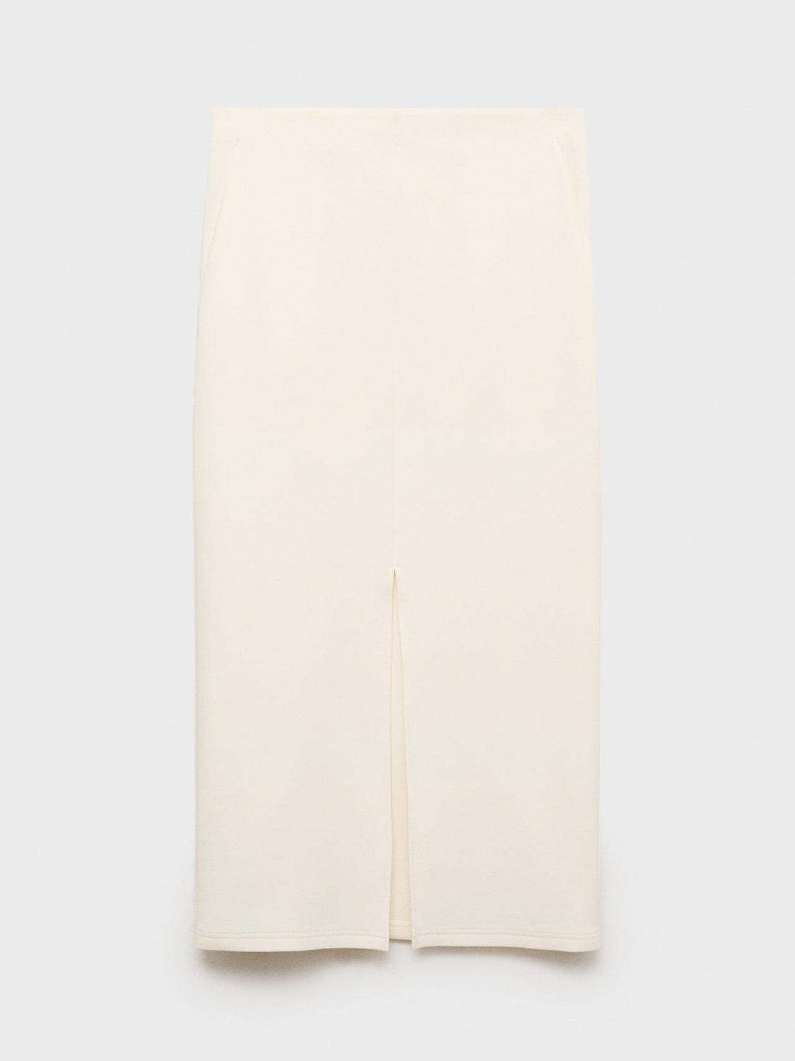 Product image 3 of 7, which shows Mango Johnny Slit Detail Skirt, Light Beige, XL