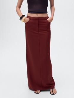 Mango Karibi Straight Maxi Skirt, Dark Red, Dark Red