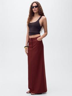 Mango Karibi Straight Maxi Skirt, Dark Red - view 2, Dark Red