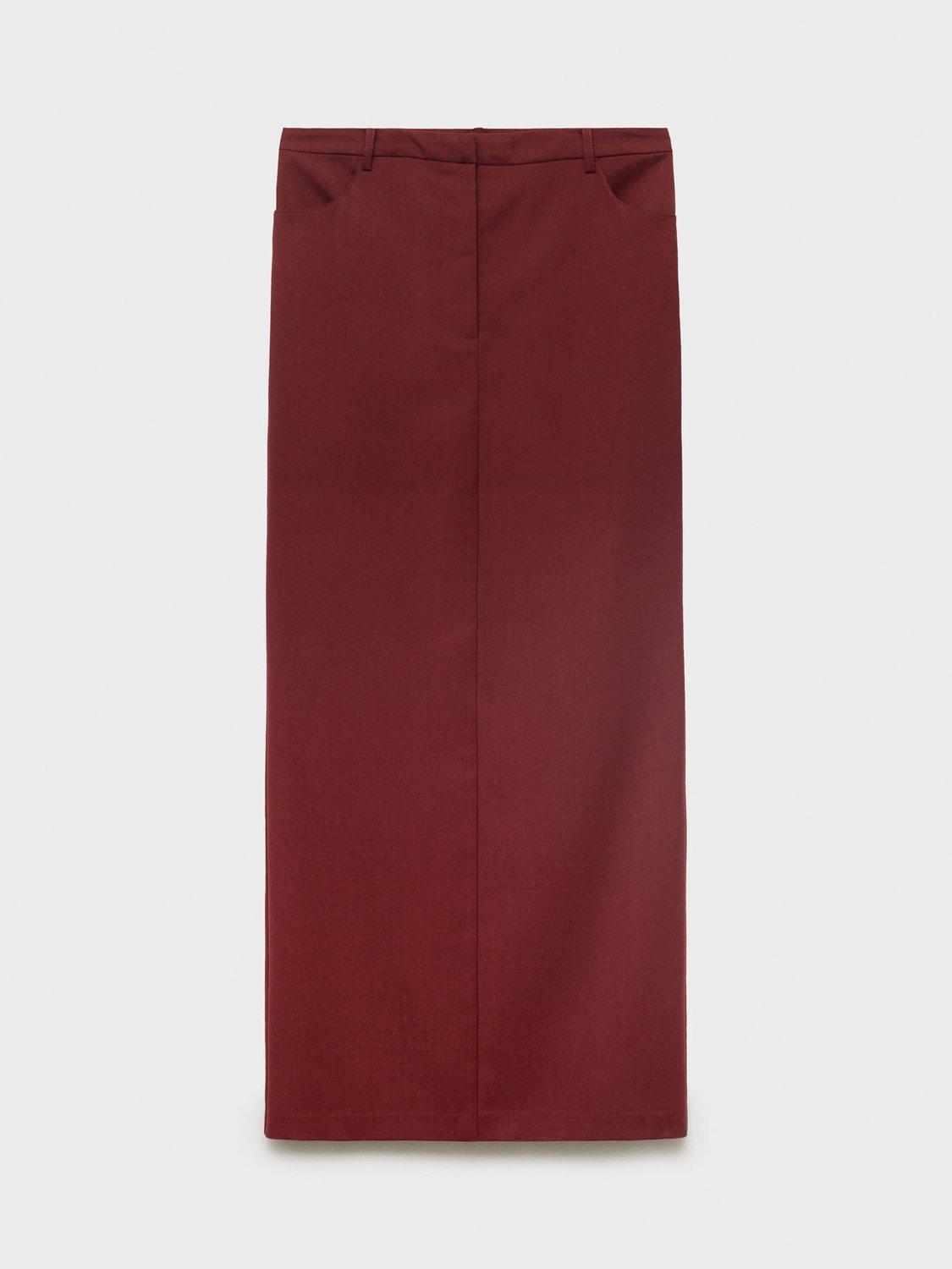 Product image 3 of 6, which shows Mango Karibi Straight Maxi Skirt, Dark Red, XL