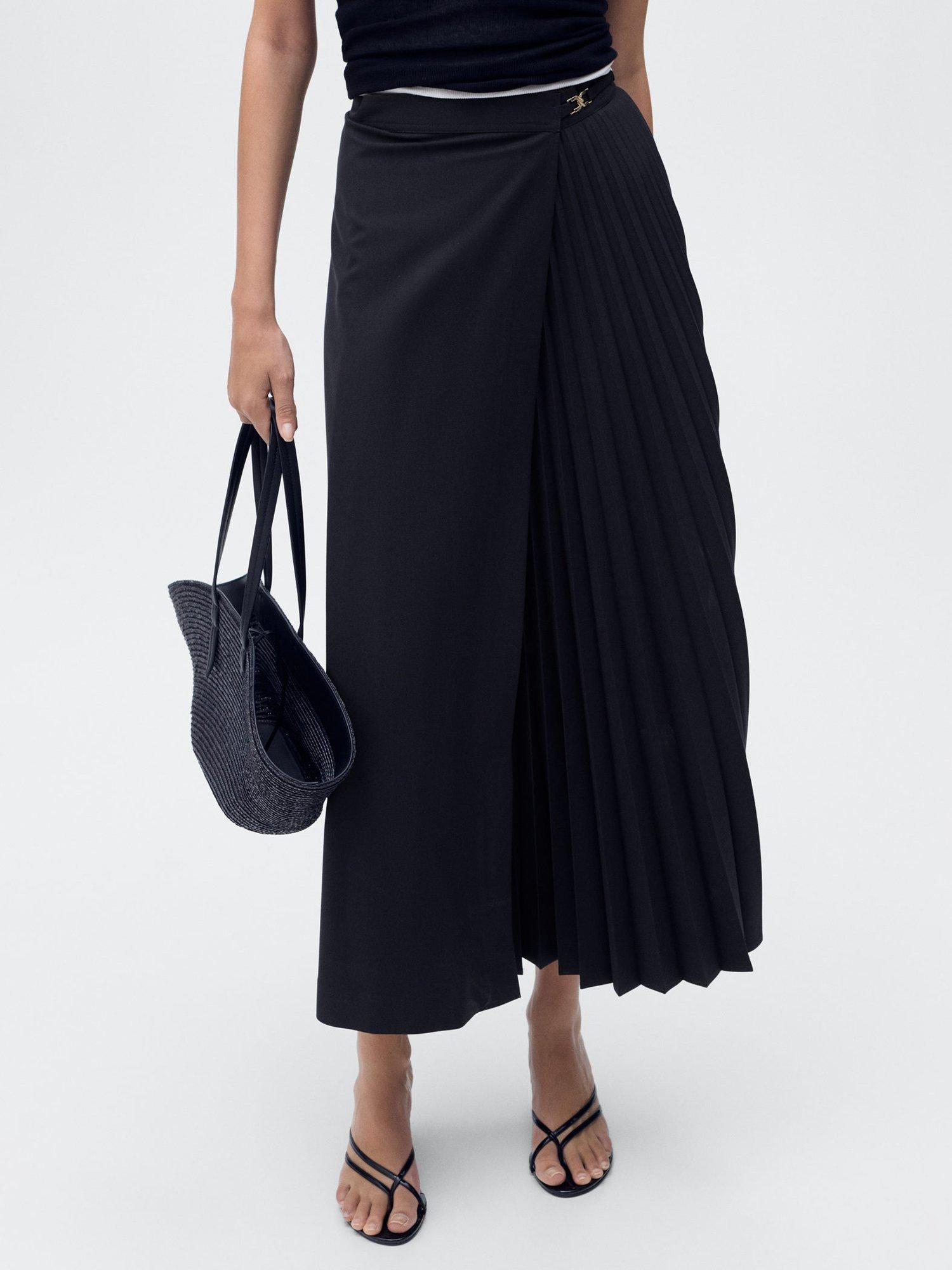 Mango Office Pleated Crossover Skirt