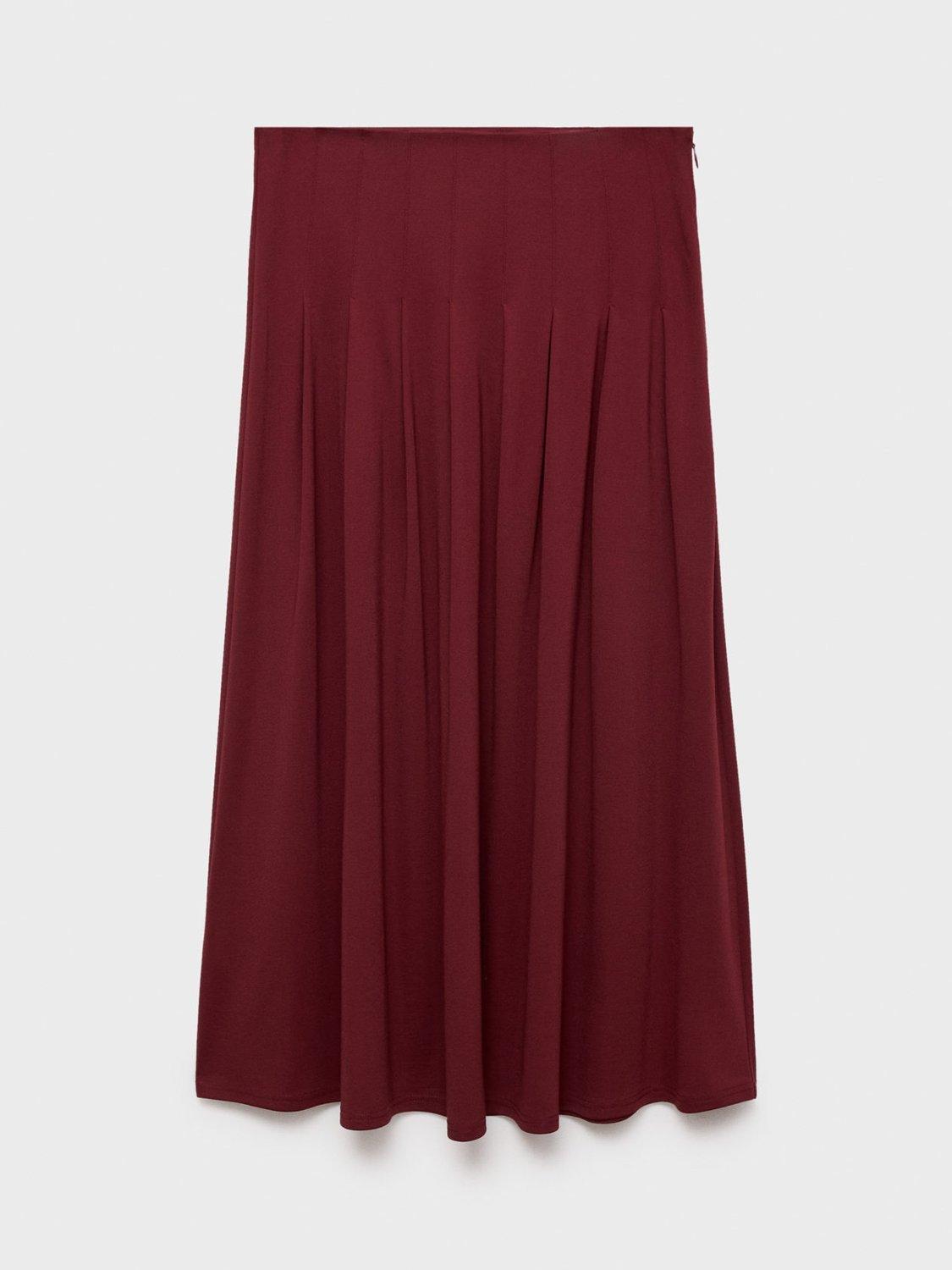 Product image 3 of 7, which shows Mango Tabla Gathered Midi Skirt, Dark Red, L