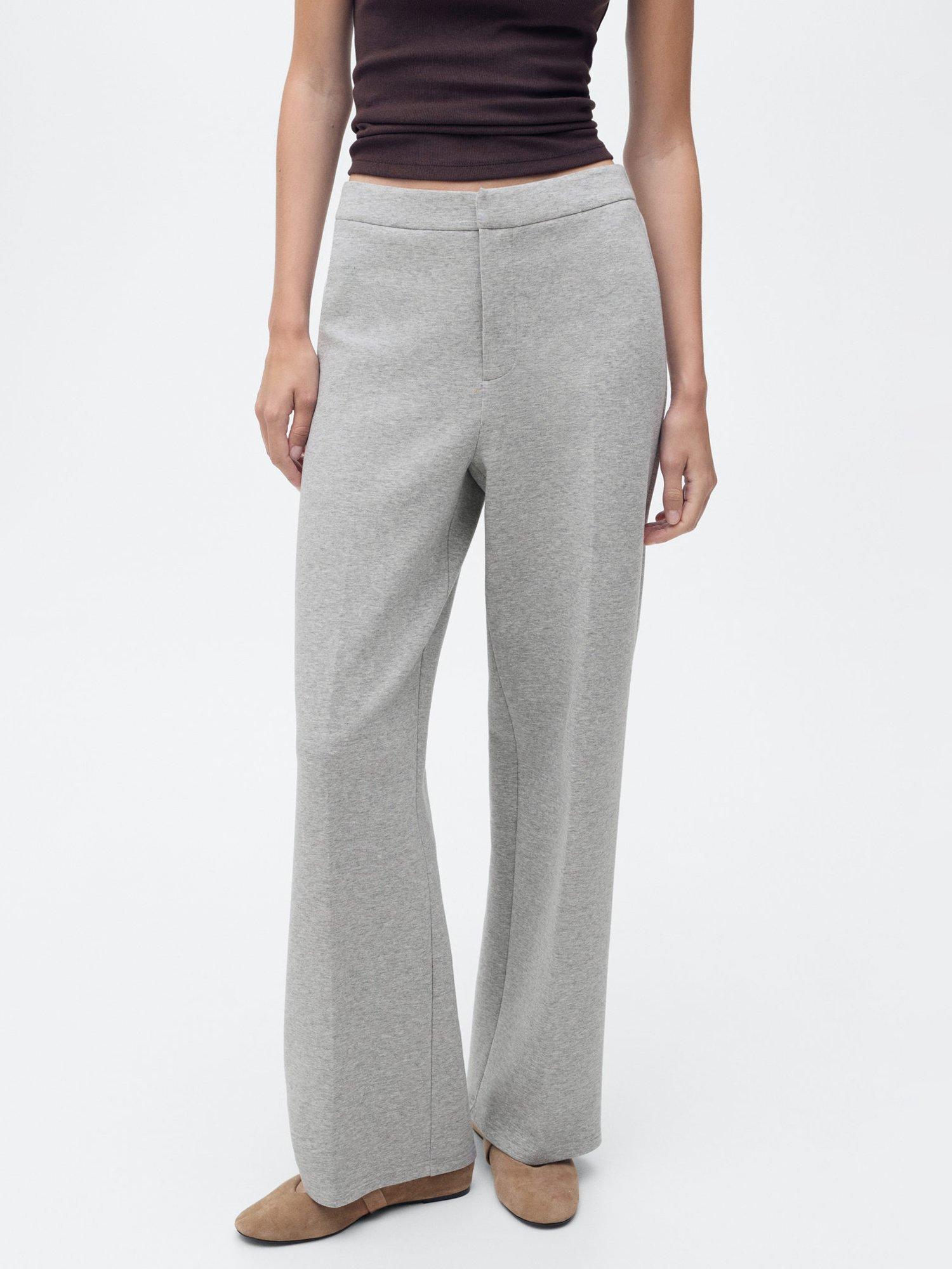 Product image 1 of 7, which shows Mango Amber Straight Trousers, Medium Grey, L