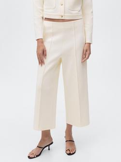 Mango Jersey Cropped Trousers, Light Beige