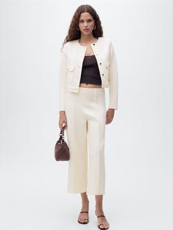 Mango Jersey Cropped Trousers - view 2, Light Beige