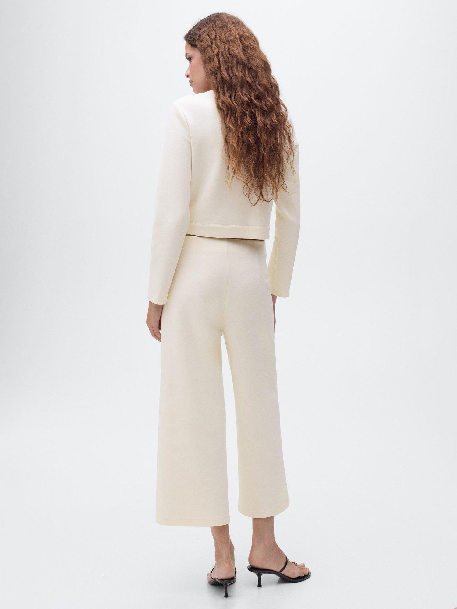 Product image 4 of 8, which shows Mango Jersey Cropped Trousers, Light Beige, L