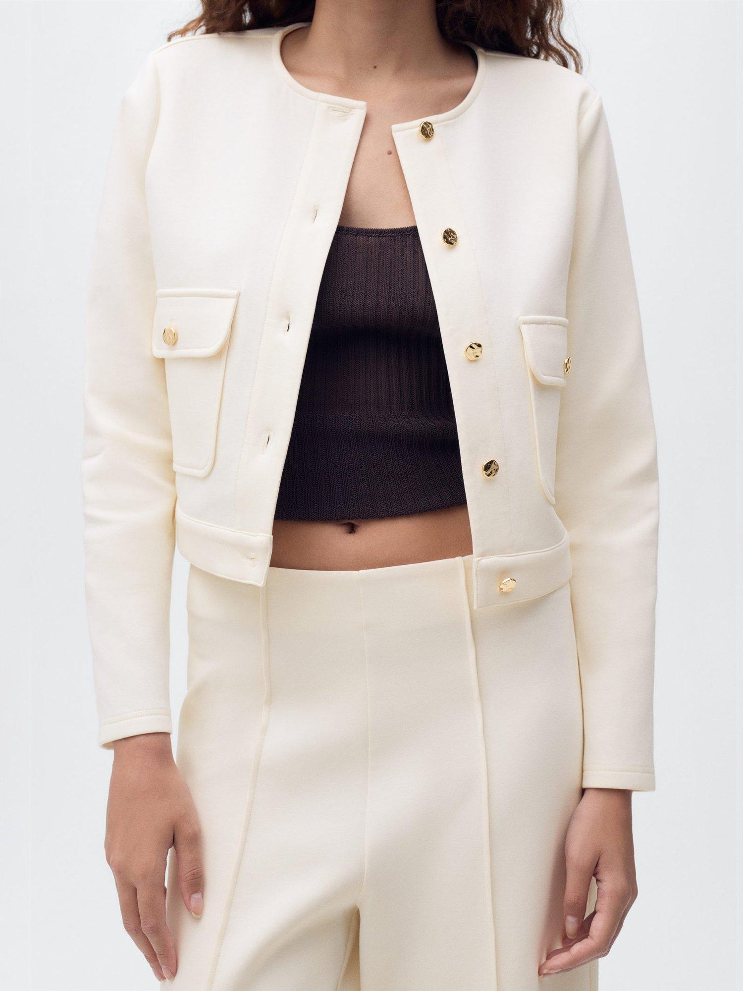 Product image 6 of 8, which shows Mango Jersey Cropped Trousers, Light Beige, L