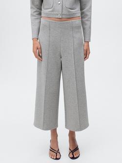 Mango Jersey Cropped Trousers, Medium Grey