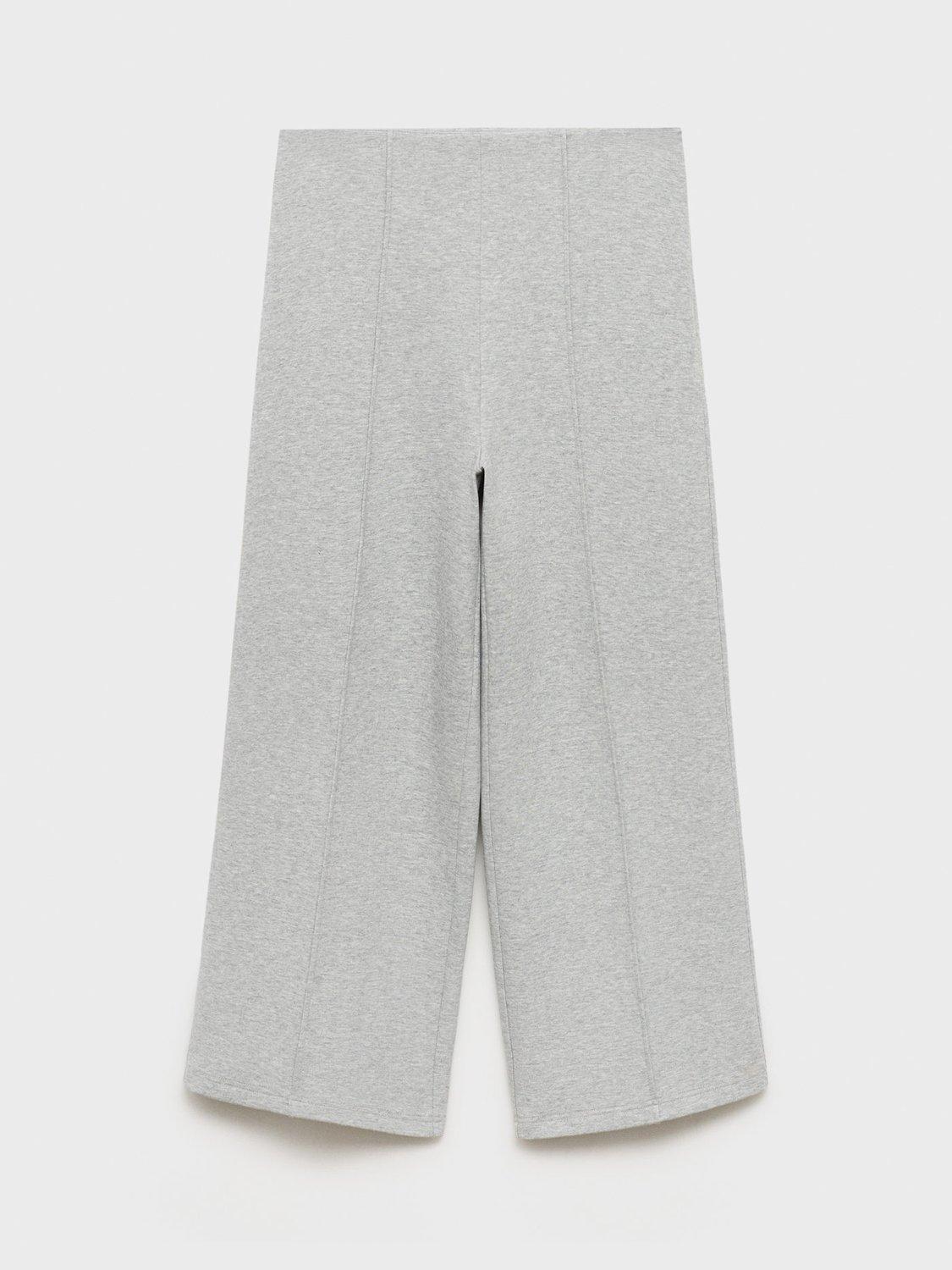 Product image 3 of 8, which shows Mango Jersey Cropped Trousers, Medium Grey, XS