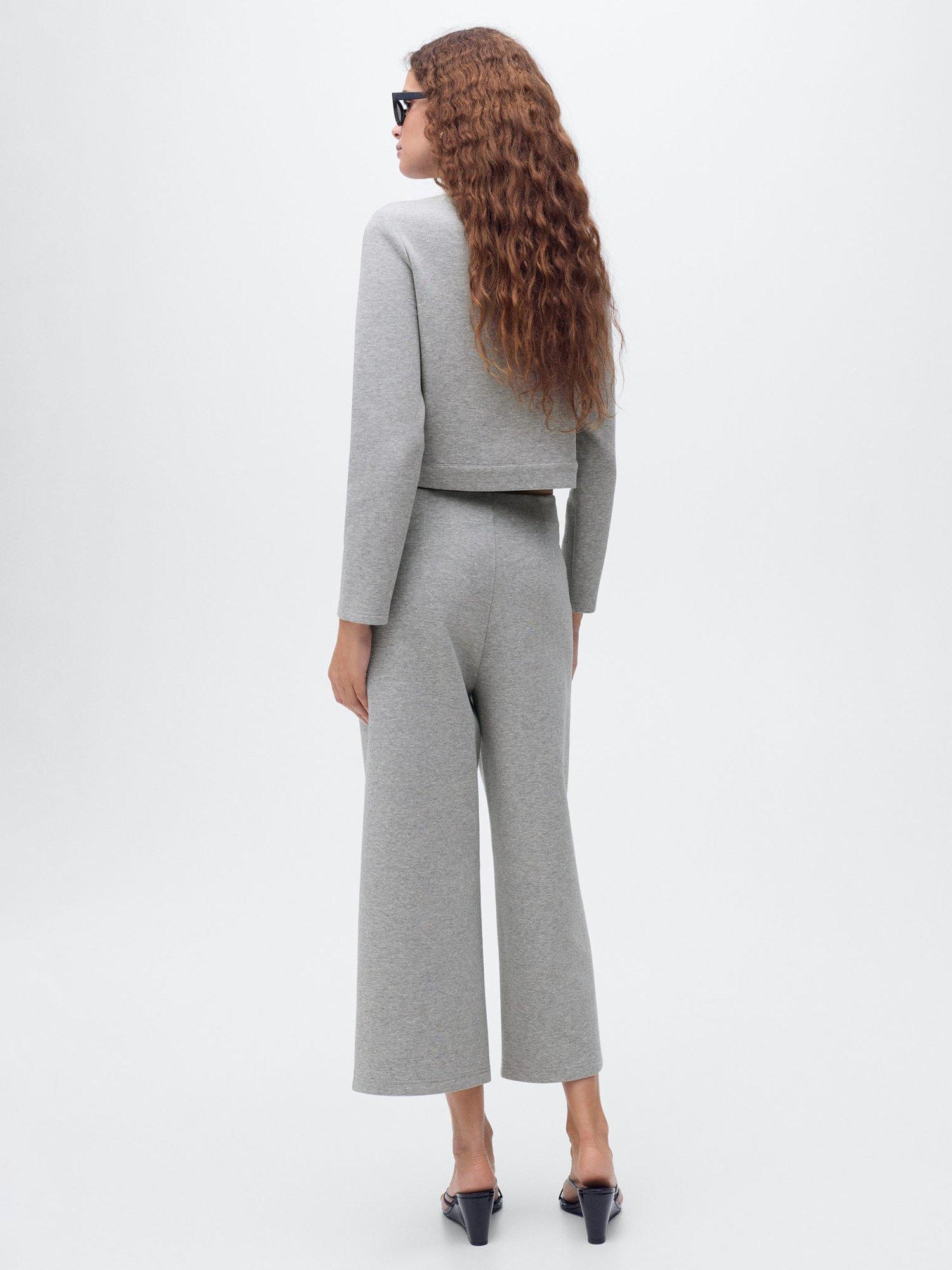 Product image 4 of 8, which shows Mango Jersey Cropped Trousers, Medium Grey, XS
