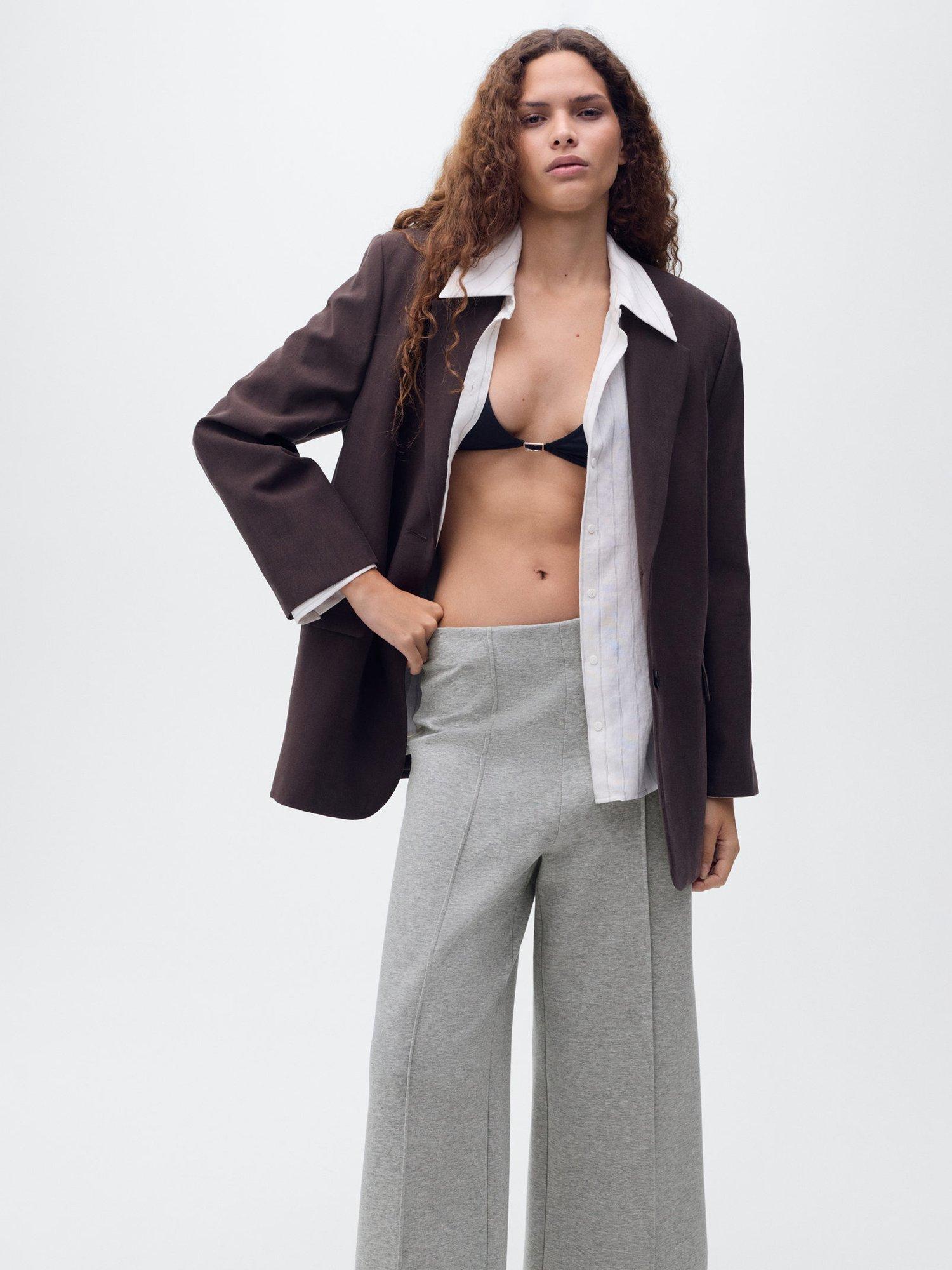 Product image 7 of 8, which shows Mango Jersey Cropped Trousers, Medium Grey, XS