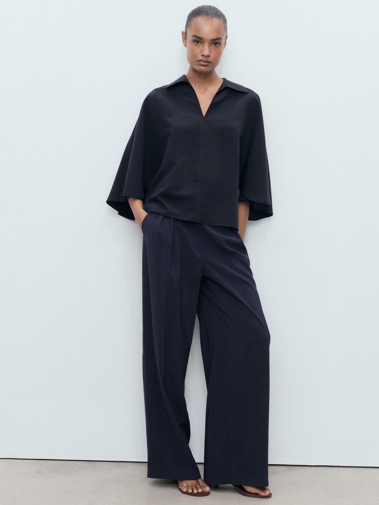 Product image 2 of 8, which shows Mango Momo Straight Pleated Trousers, Navy, XL