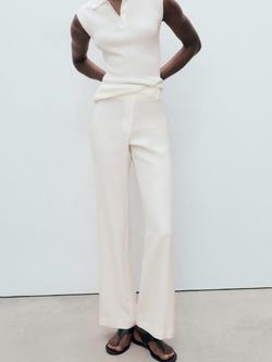 Mango Naia Straight Trousers, White, White