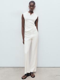 Mango Naia Straight Trousers, White - view 2, White