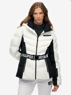 Superdry Women's Luxe Belted Ski Padded Jacket, Optic, Optic