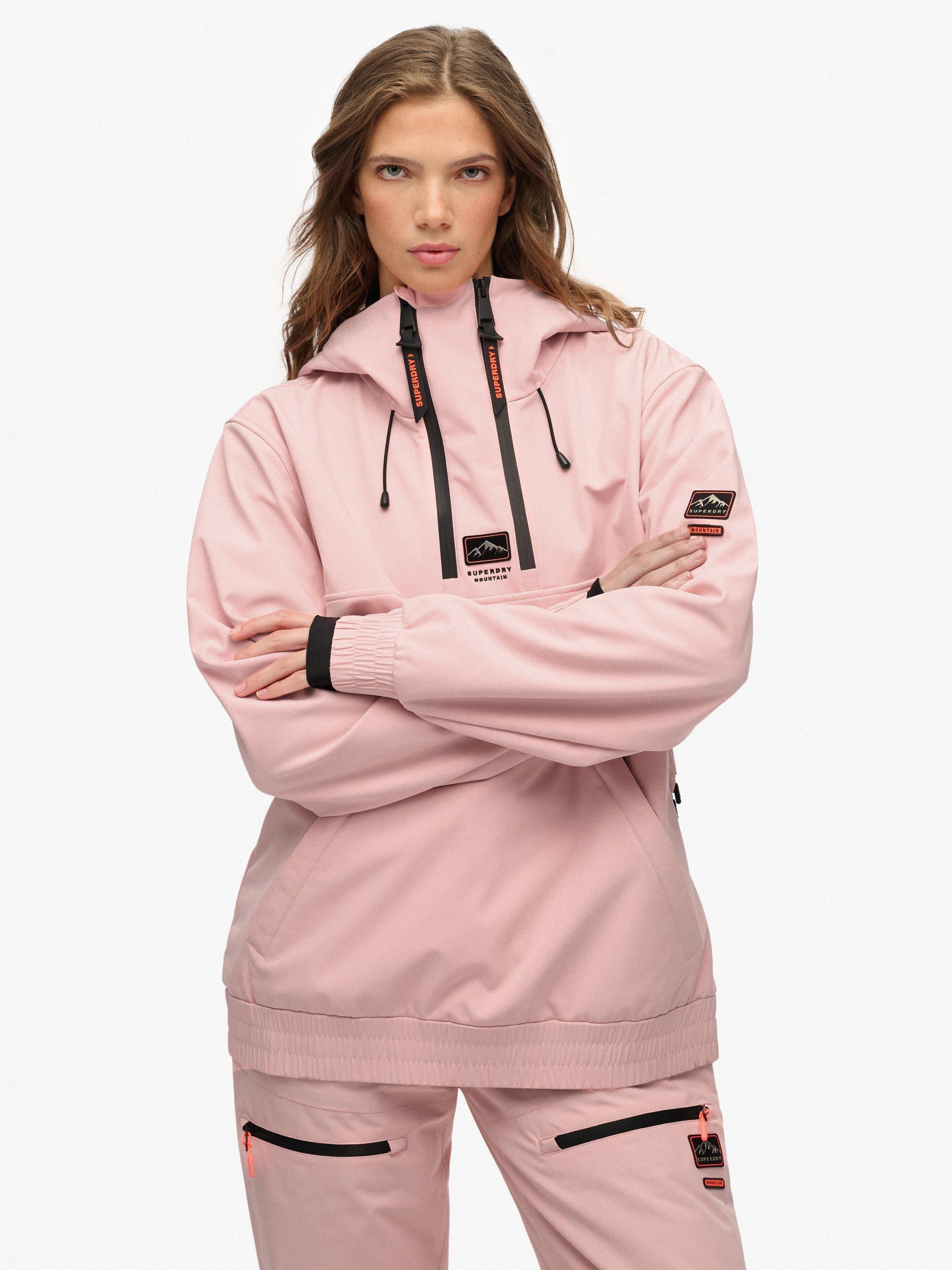 Product image 1 of 6, which shows Superdry Freestyle Softshell Hooded Ski Jacket, Dull Pink, XXL