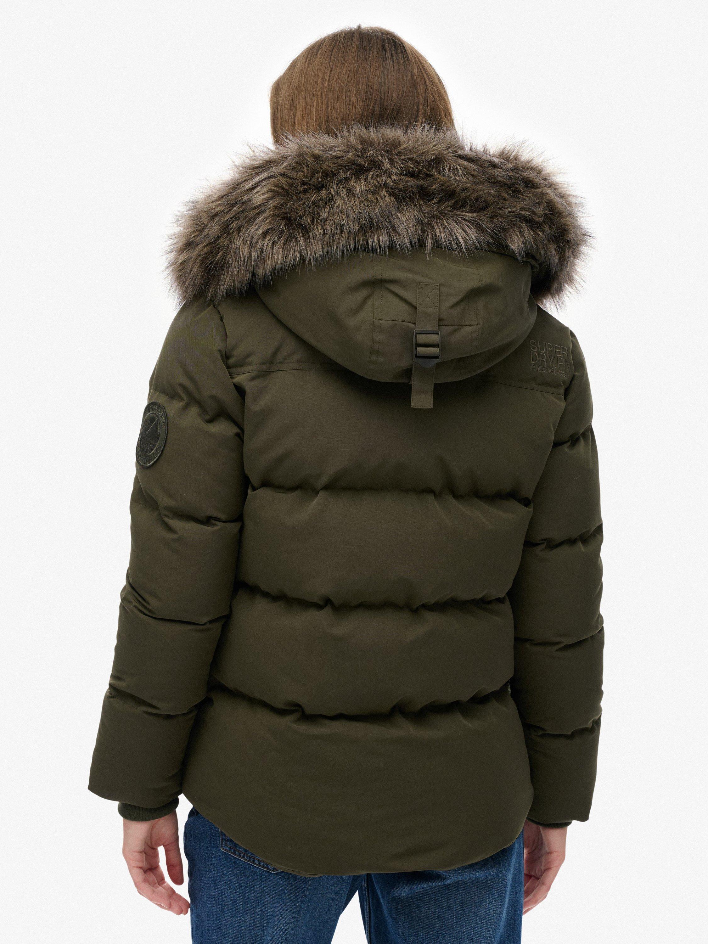 Product image 2 of 6, which shows Superdry Everest Five Baffle Puffer Jacket, Army Khaki Green, 8