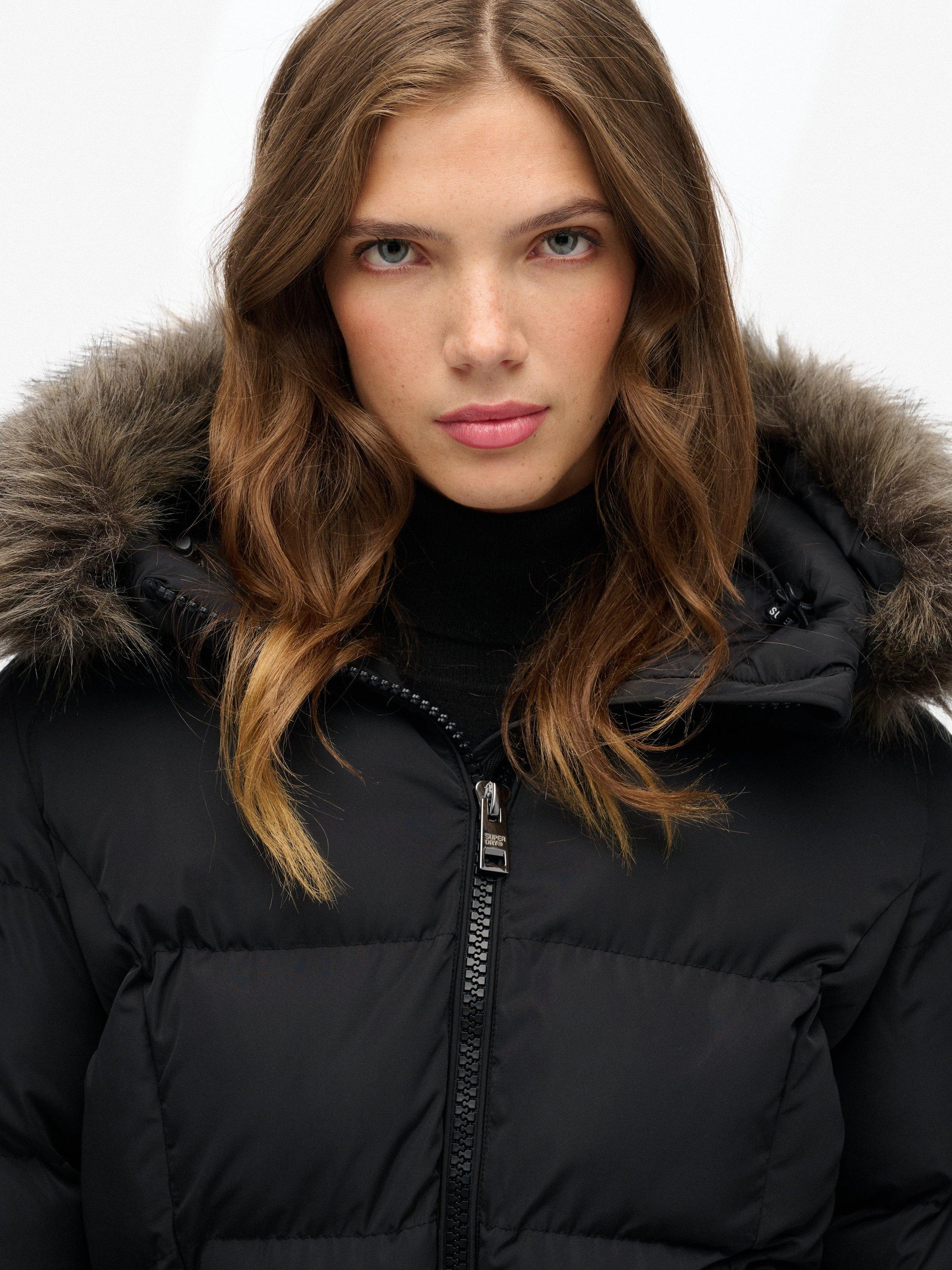 Product image 5 of 6, which shows Superdry Fuji Belted Puffer Jacket, Black, 8