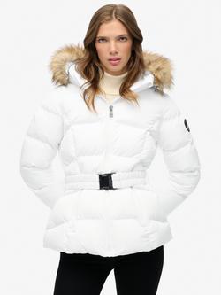 Superdry Fuji Belted Puffer Jacket, Bright White