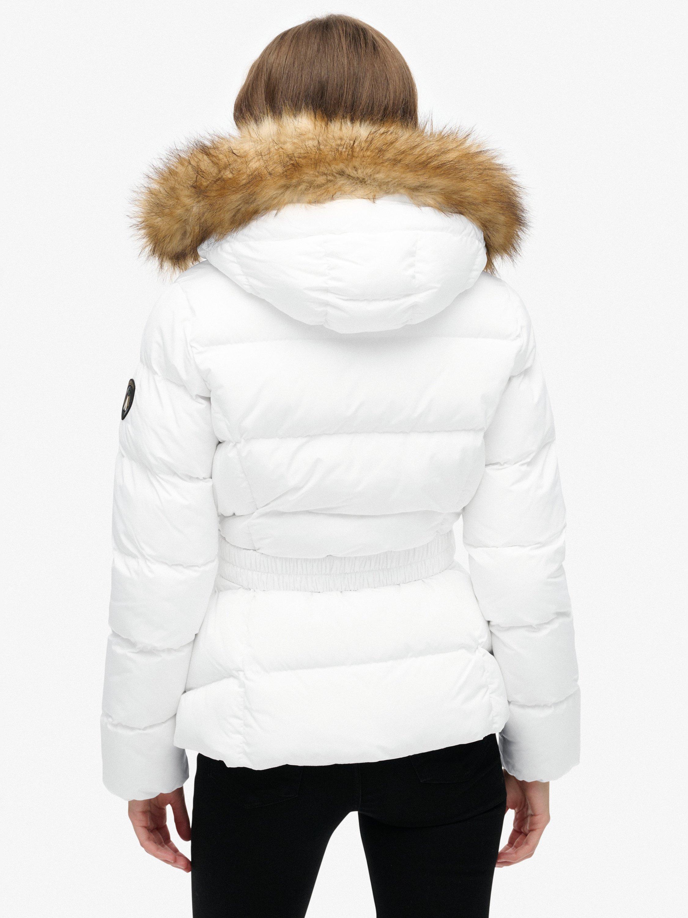 Product image 2 of 6, which shows Superdry Fuji Belted Puffer Jacket, Bright White, 8