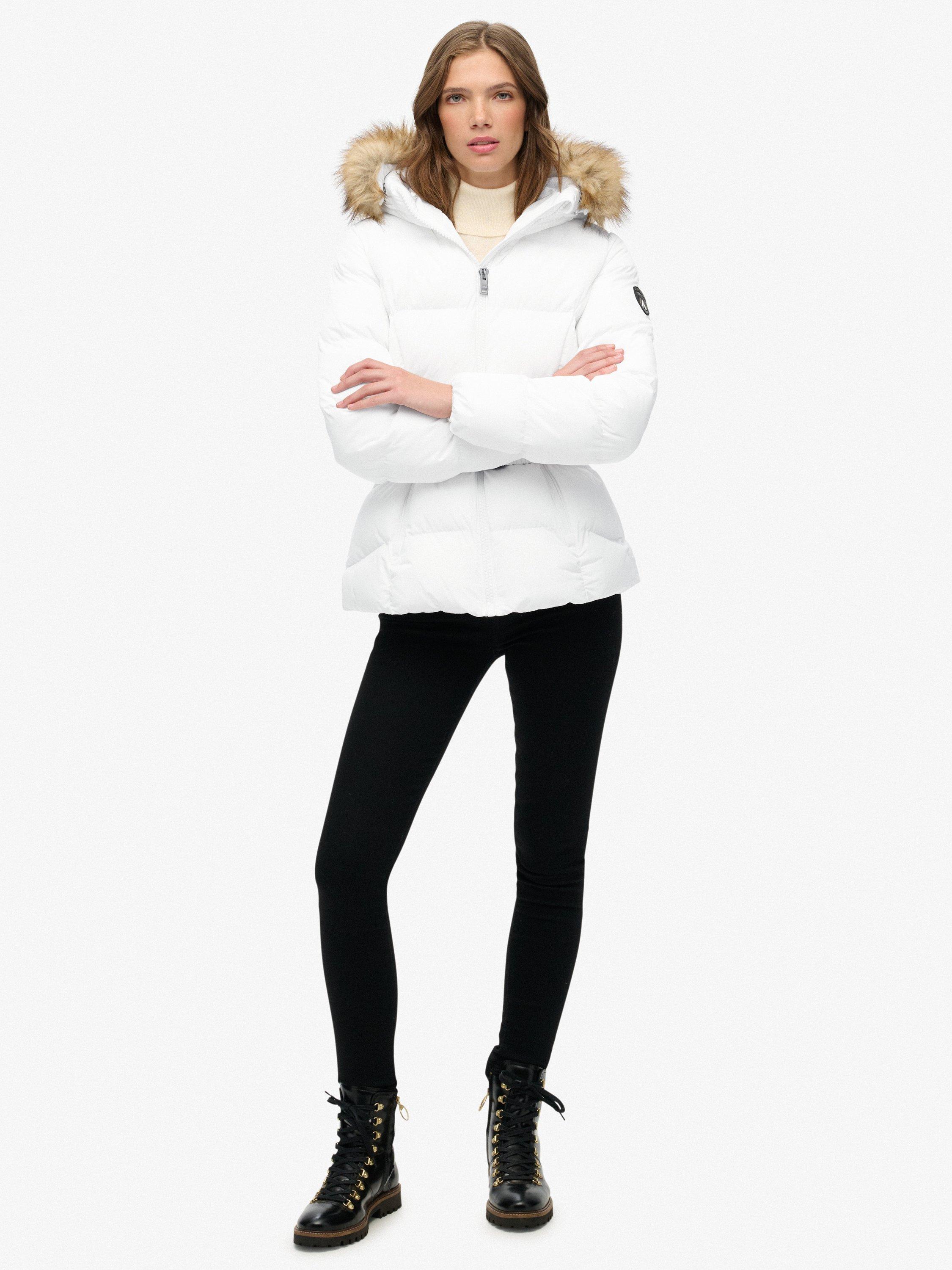 Product image 3 of 6, which shows Superdry Fuji Belted Puffer Jacket, Bright White, 8