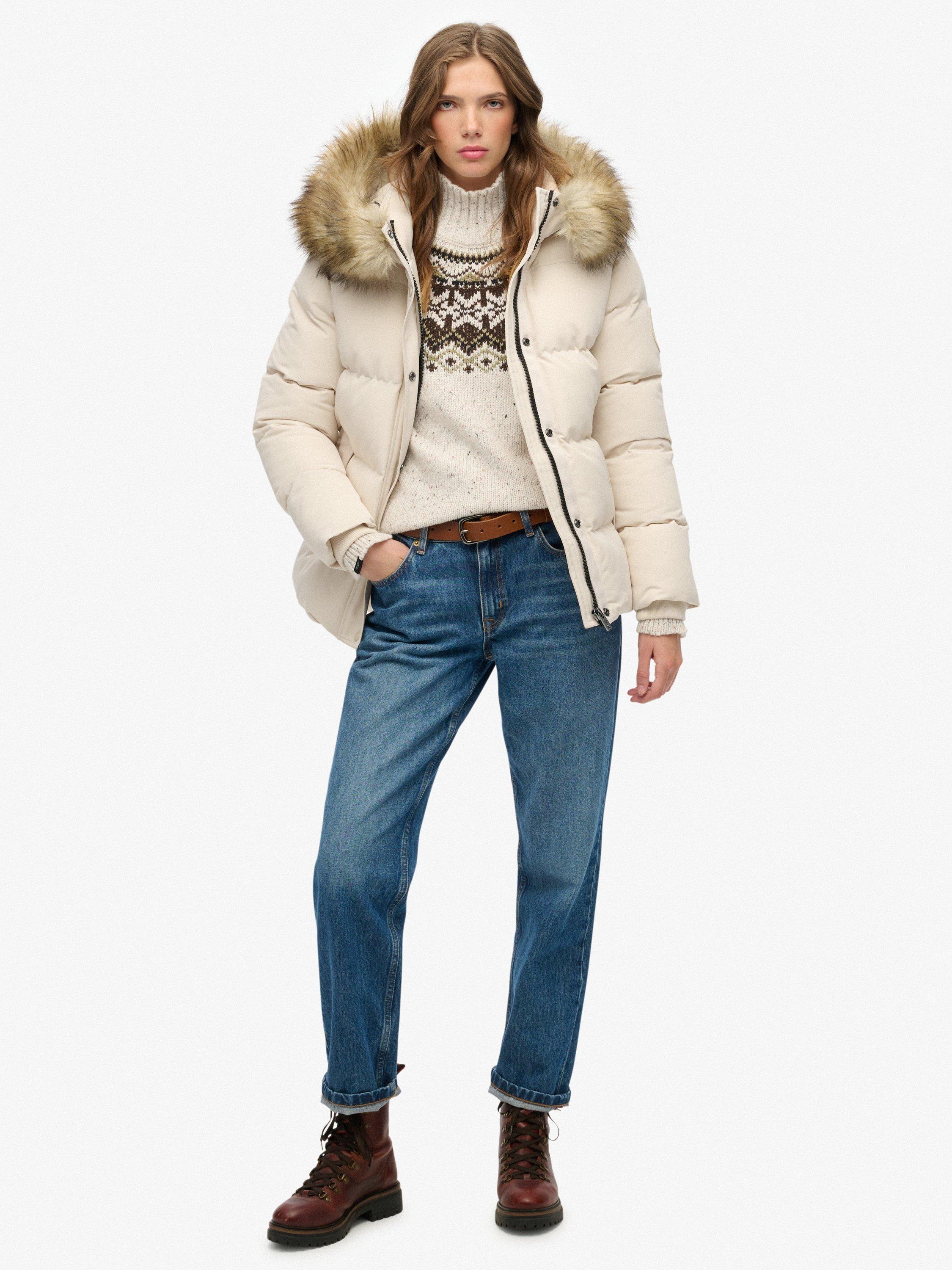 Product image 3 of 7, which shows Superdry Everest Five Baffle Puffer Jacket, Pink Tint, 8