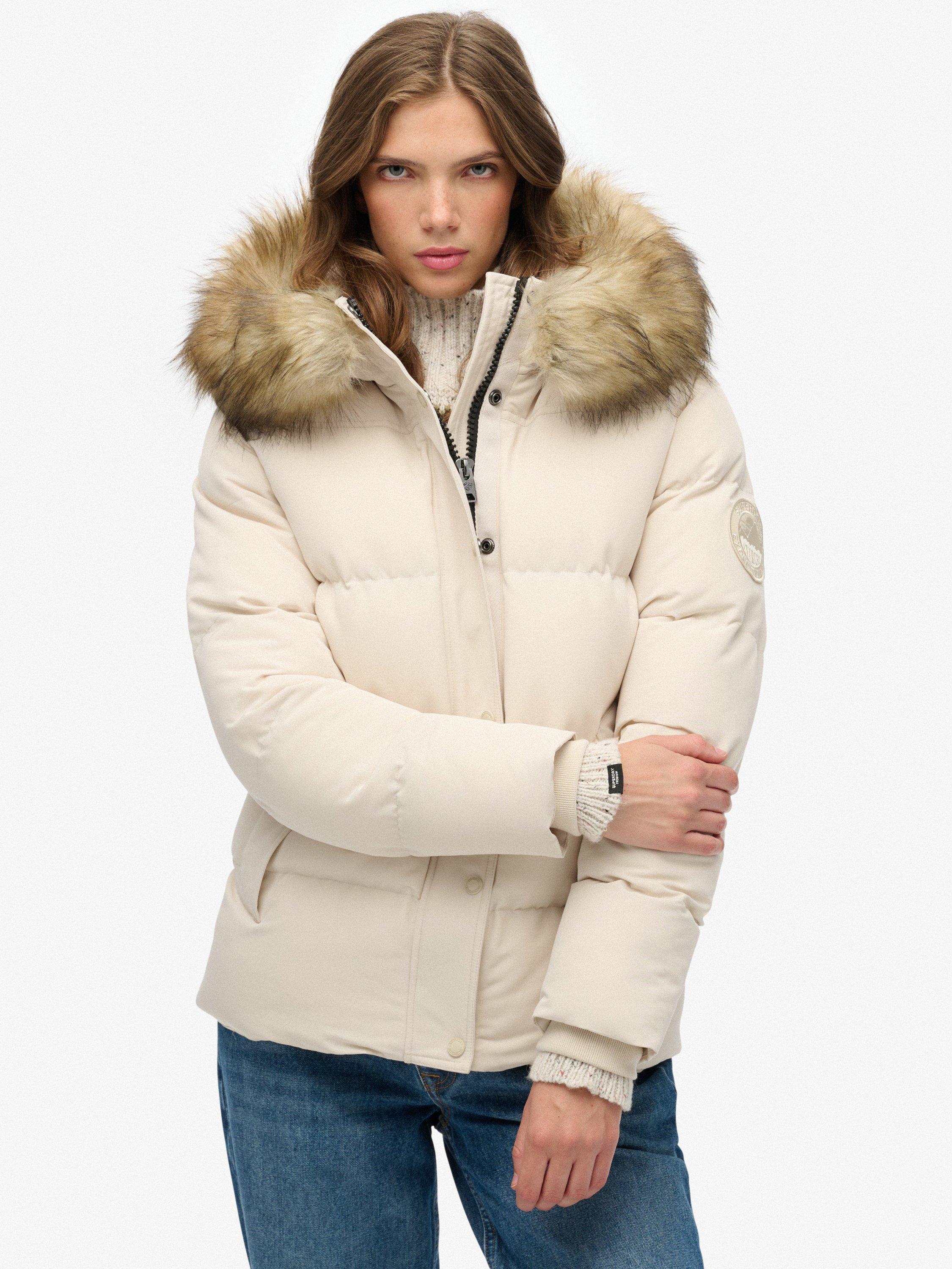 Product image 4 of 7, which shows Superdry Everest Five Baffle Puffer Jacket, Pink Tint, 8