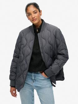 Superdry Short Quilted Liner Jacket, Ebony, Ebony