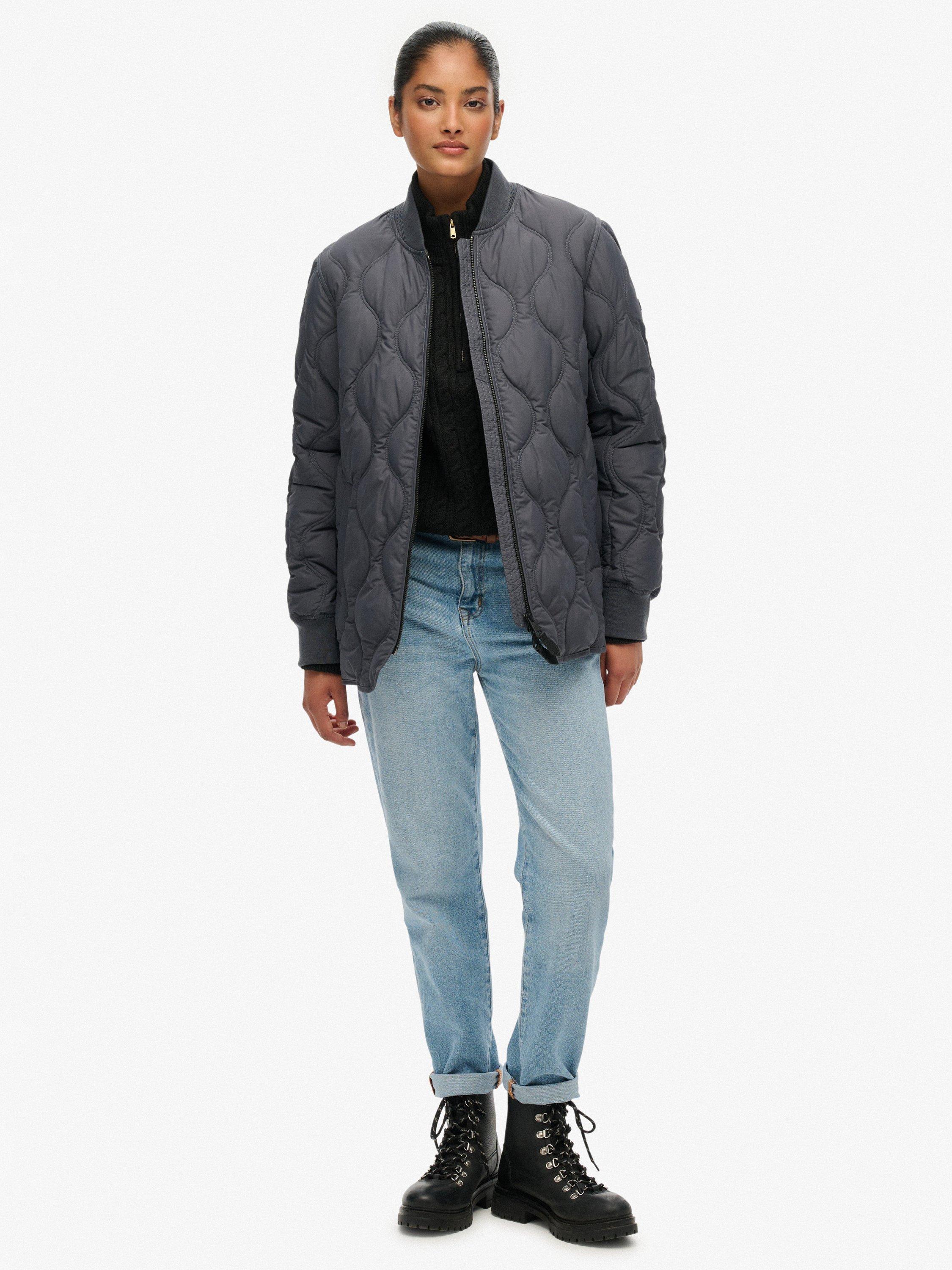 Product image 3 of 6, which shows Superdry Short Quilted Liner Jacket, Ebony, 10