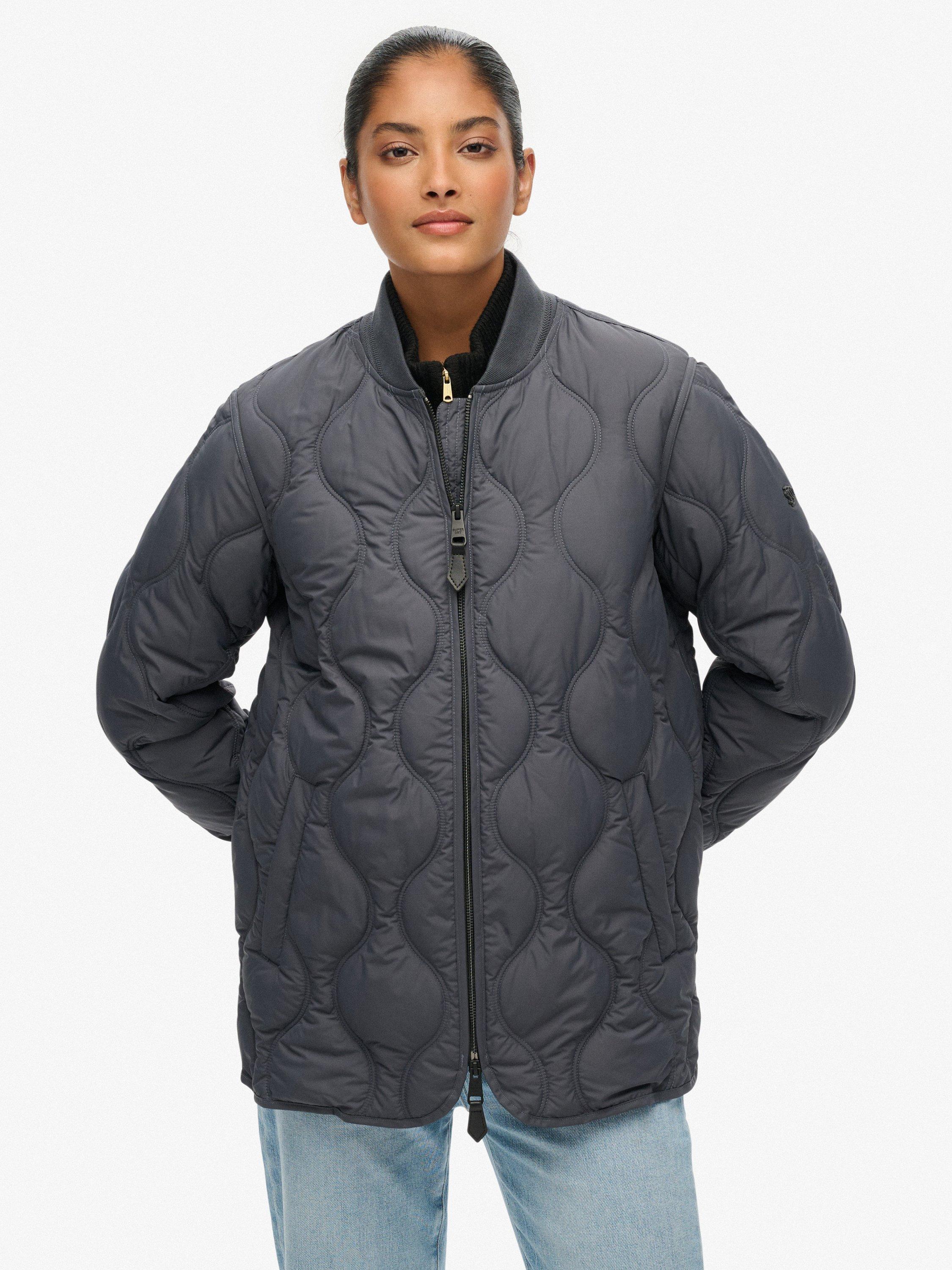 Product image 4 of 6, which shows Superdry Short Quilted Liner Jacket, Ebony, 10