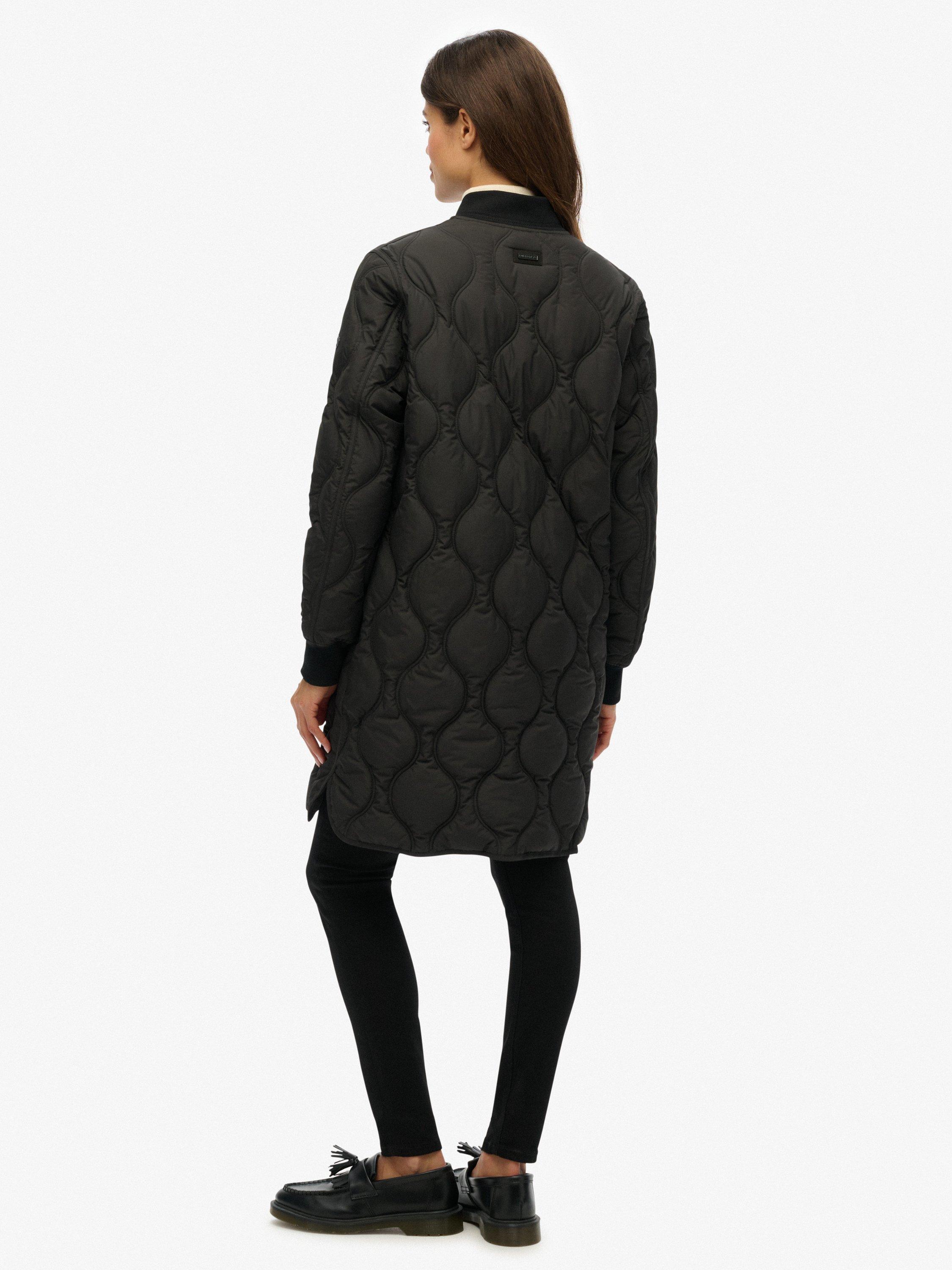 Product image 2 of 7, which shows Superdry Longline Quilted Liner Jacket, Black, 14
