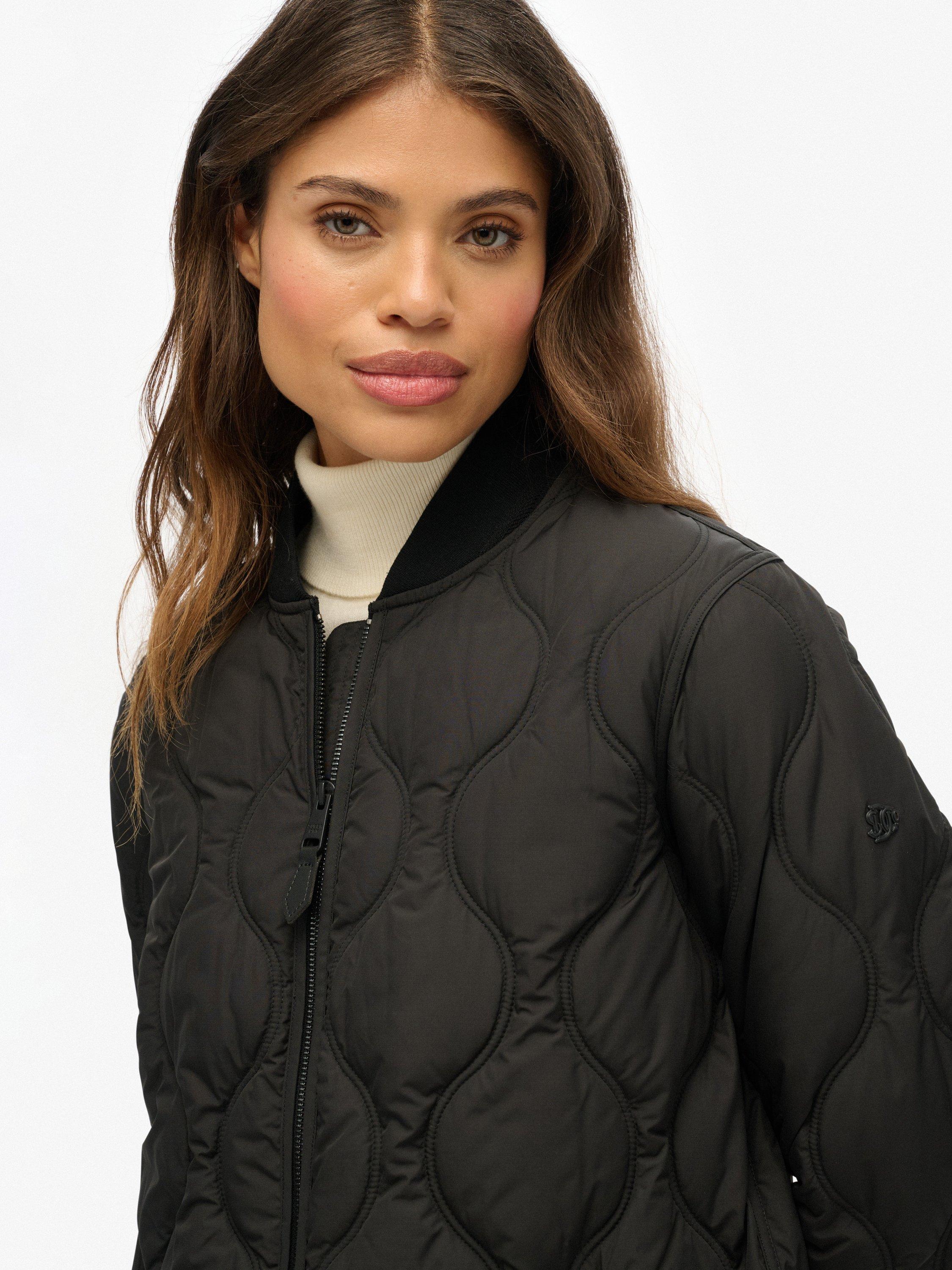 Product image 5 of 7, which shows Superdry Longline Quilted Liner Jacket, Black, 14
