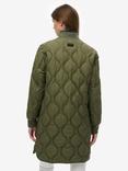 Superdry Longline Quilted Liner Jacket, Beetle Green